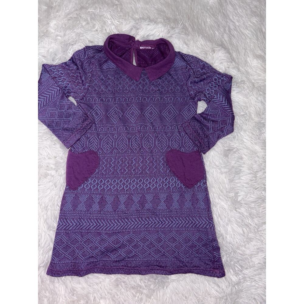 LA Made Mini Girls 18/24 Mo. Collared Heart Pocket Dress. Soft, Adorable